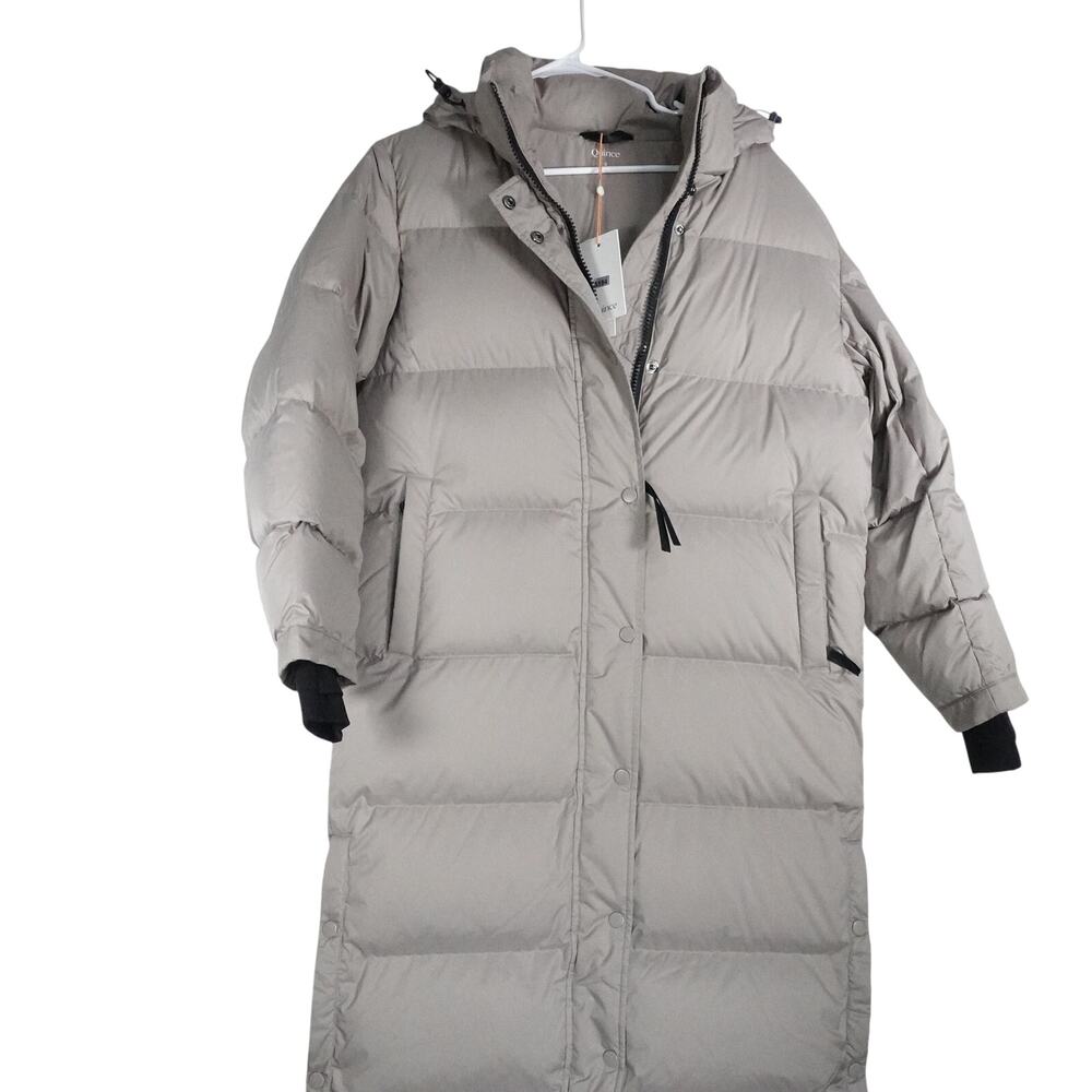 New Quince Women's Small Responsible Down Long Puffer Jacket Morel Gray 0177 - Picture 3 of 10